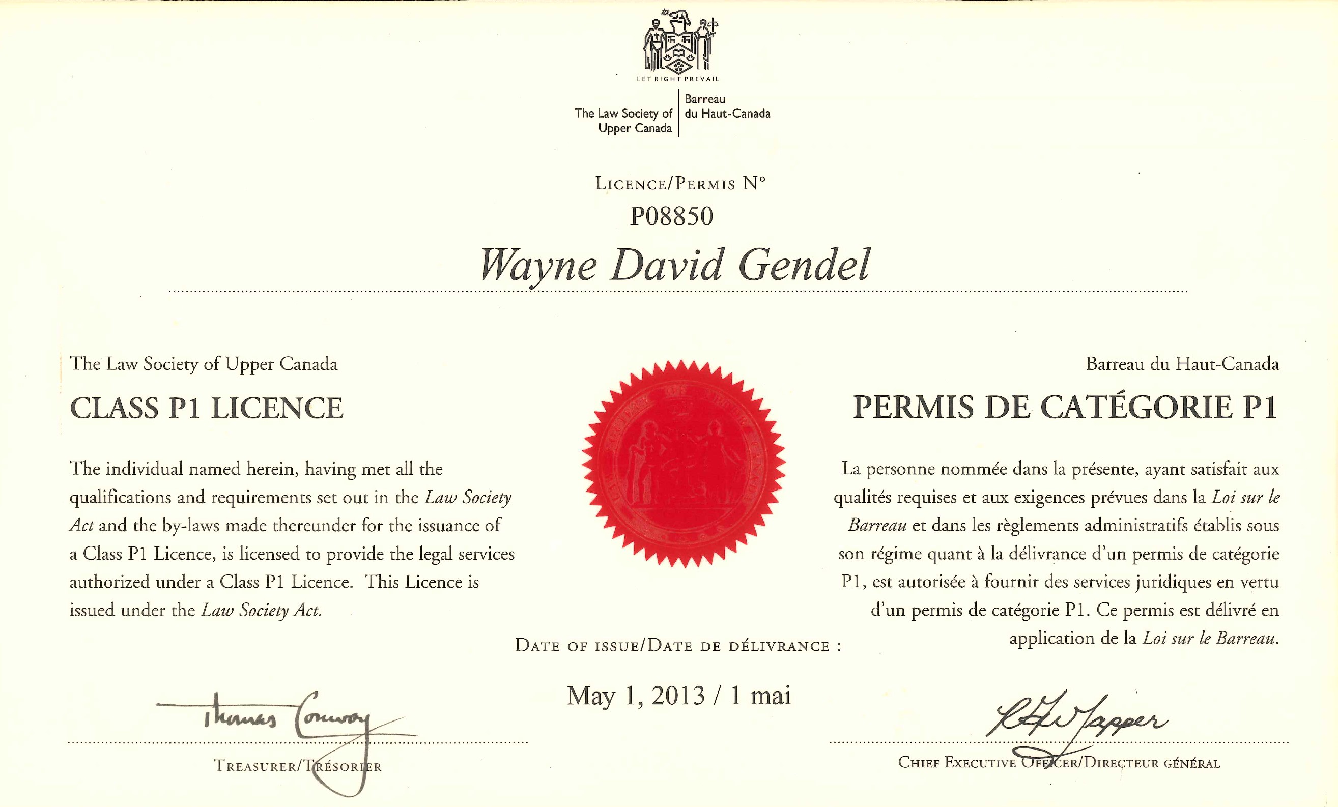 Wayne Gendel Paralegal License